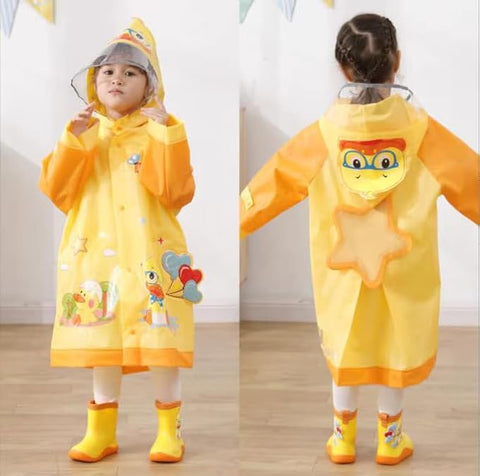 Yellow EVA Raincoat with Detachable Back Patch