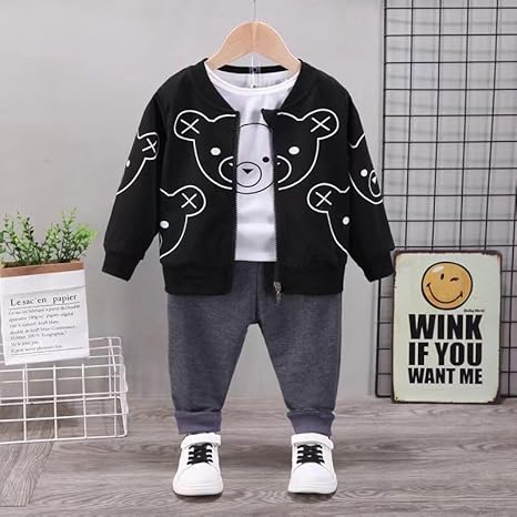 Kids Bear Print 3-Piece Outfit Set