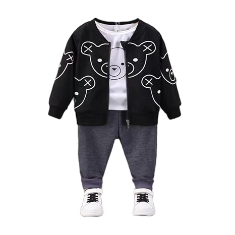 Kids Bear Print 3-Piece Outfit Set