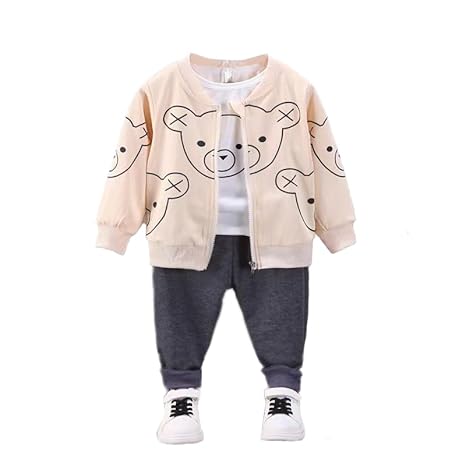 Kids Bear Print 3-Piece Outfit Set