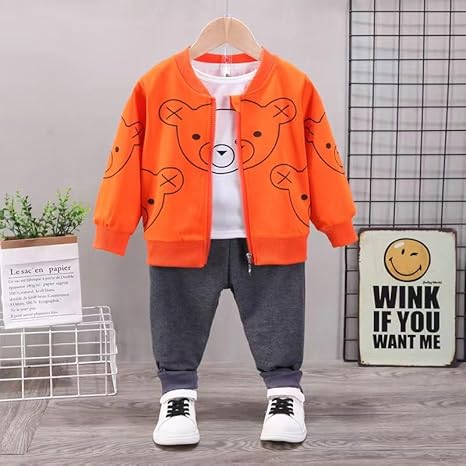 Kids Bear Print 3-Piece Outfit Set