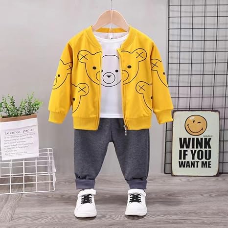 Kids Bear Print 3-Piece Outfit Set
