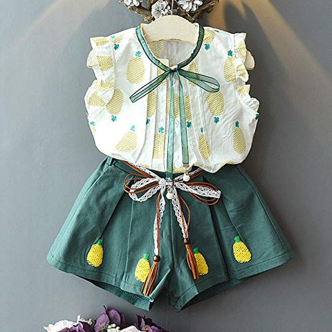 Girls Pineapple Print 2-Piece Summer Set