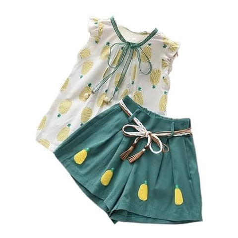 Girls Pineapple Print 2-Piece Summer Set