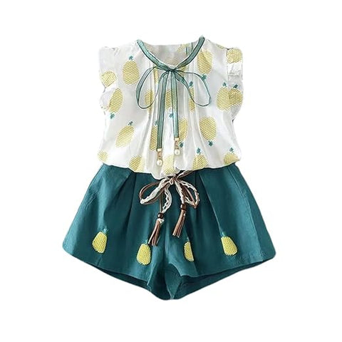 Girls Pineapple Print 2-Piece Summer Set