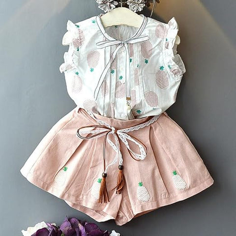 Girls Pineapple Print 2-Piece Summer Set