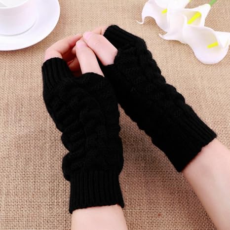 Knitted Woollen Warm Fingerless Gloves Thermal Hand Warmer Winter Accessories