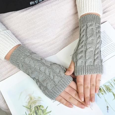 Knitted Woollen Warm Fingerless Gloves Thermal Hand Warmer Winter Accessories