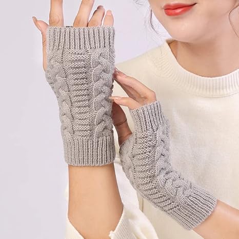 Knitted Woollen Warm Fingerless Gloves Thermal Hand Warmer Winter Accessories
