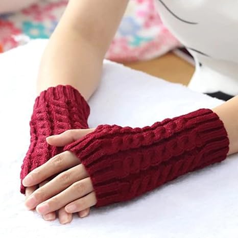 Knitted Woollen Warm Fingerless Gloves Thermal Hand Warmer Winter Accessories