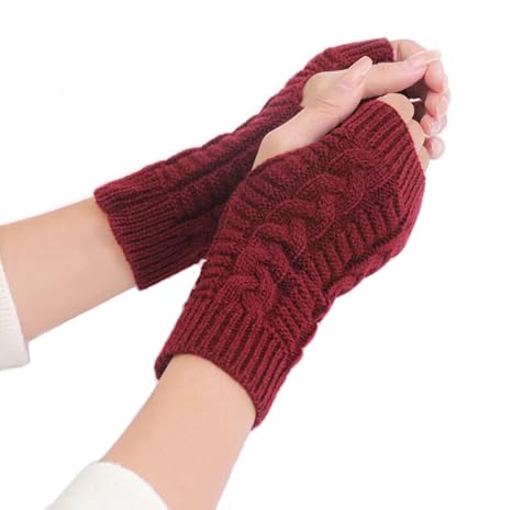 Knitted Woollen Warm Fingerless Gloves Thermal Hand Warmer Winter Accessories