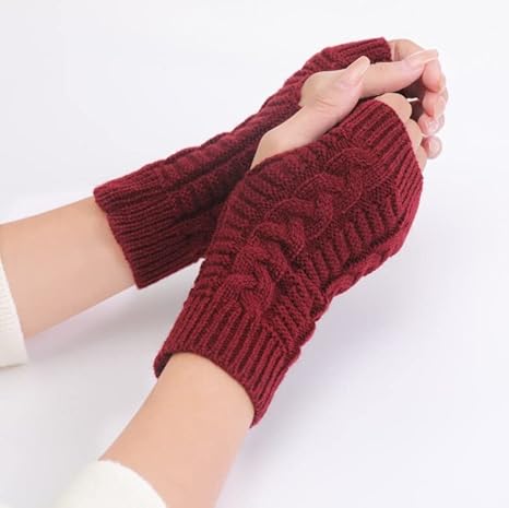 Knitted Woollen Warm Fingerless Gloves Thermal Hand Warmer Winter Accessories