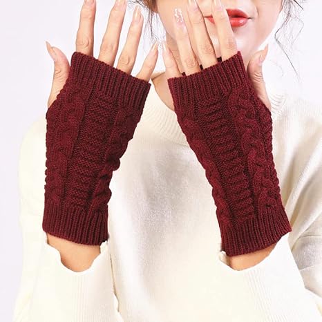 Knitted Woollen Warm Fingerless Gloves Thermal Hand Warmer Winter Accessories