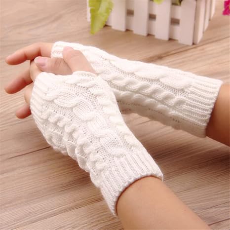 Knitted Woollen Warm Fingerless Gloves Thermal Hand Warmer Winter Accessories