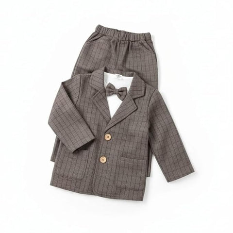 Boys 3 Piece Party Suit Coat, Waistcoat & Bow Tie Attached T-Shirt with Jacket & Trouser