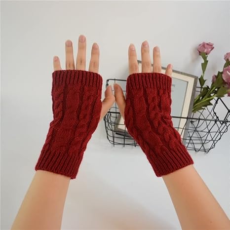 Knitted Woollen Warm Fingerless Gloves Thermal Hand Warmer Winter Accessories