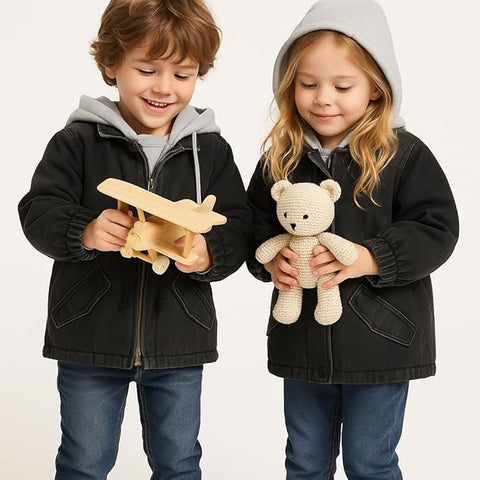 Kids Trendy Warm Sherpa Collar Fleece Lined Winter Denim Jacket