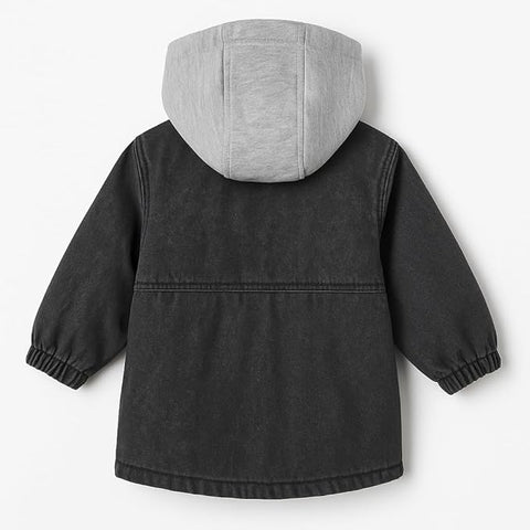 Kids Trendy Warm Sherpa Collar Fleece Lined Winter Denim Jacket