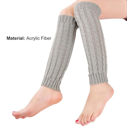 Knitted Woollen Thermal Warm Knee High Leg Warmers Stocking Fingerless Long Socks