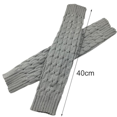 Knitted Woollen Thermal Warm Knee High Leg Warmers Stocking Fingerless Long Socks