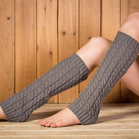Knitted Woollen Thermal Warm Knee High Leg Warmers Stocking Fingerless Long Socks