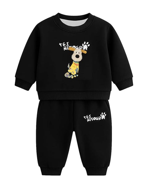 Kids Dino Print Winter Daily-wear 2-Piece Set