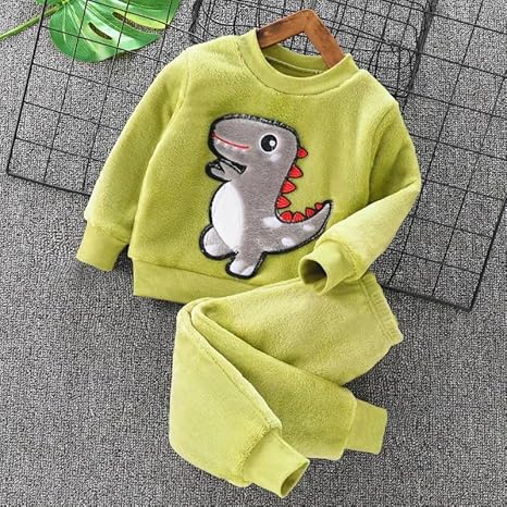Kids Dino Print Winter Daily-wear 2-Piece Set