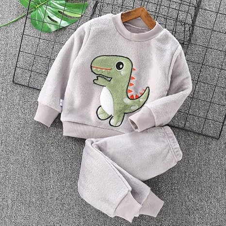 Kids Dino Print Winter Daily-wear 2-Piece Set