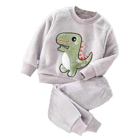 Kids Dino Print Winter Daily-wear 2-Piece Set