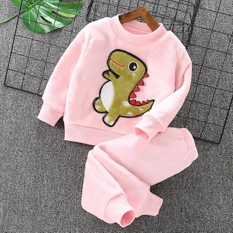 Kids Dino Print Winter Daily-wear 2-Piece Set