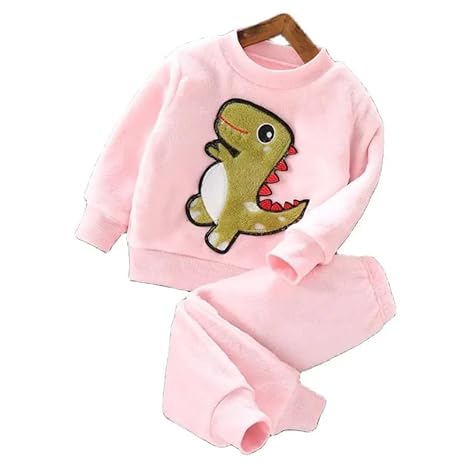 Kids Dino Print Winter Daily-wear 2-Piece Set