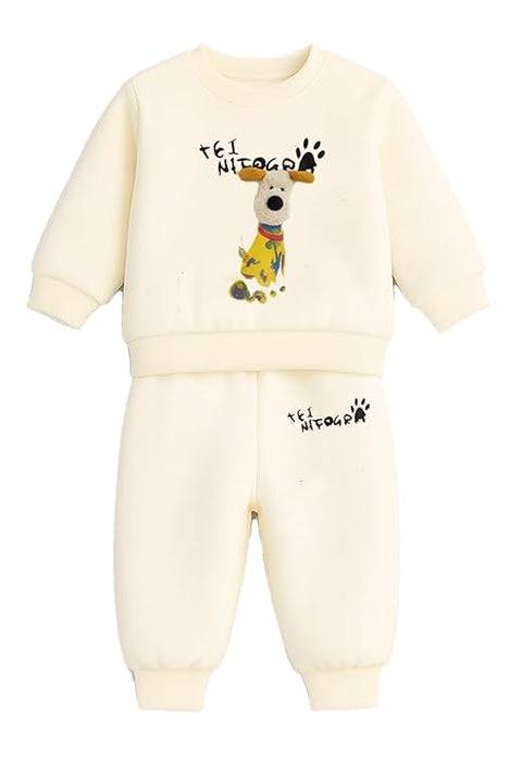 Kids Dino Print Winter Daily-wear 2-Piece Set