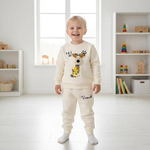 Kids Dino Print Winter Daily-wear 2-Piece Set