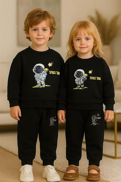 Kids Dino Print Winter Daily-wear 2-Piece Set