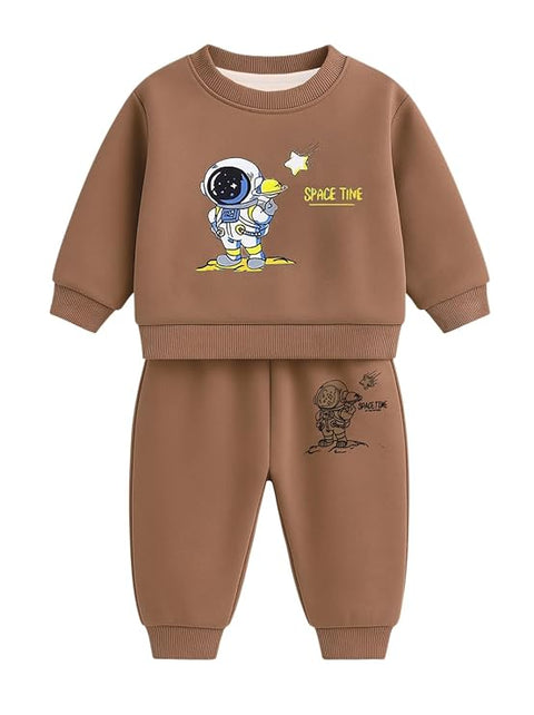 Kids Dino Print Winter Daily-wear 2-Piece Set