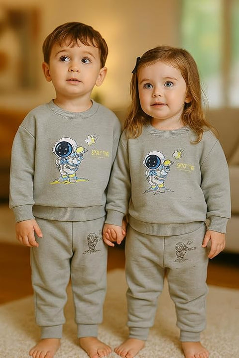 Kids Dino Print Winter Daily-wear 2-Piece Set