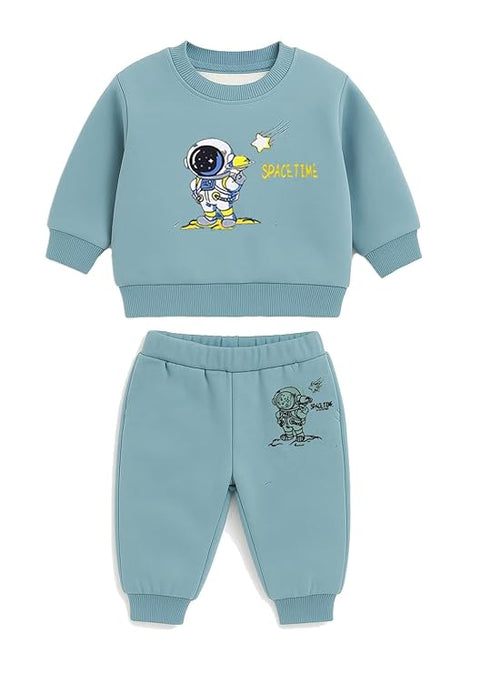 Kids Dino Print Winter Daily-wear 2-Piece Set