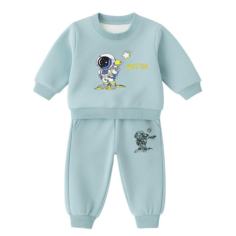 Kids Dino Print Winter Daily-wear 2-Piece Set