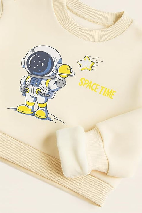 Kids Dino Print Winter Daily-wear 2-Piece Set