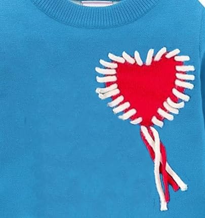 Girls Warm Pearl Heart Winter Sweater Cardigan