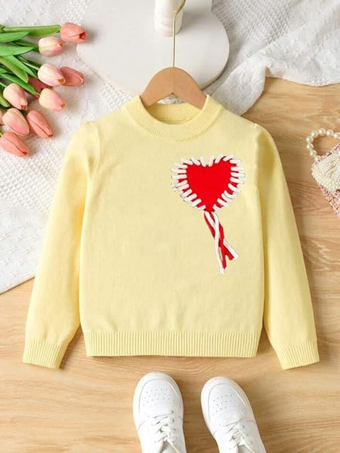 Girls Warm Pearl Heart Winter Sweater Cardigan