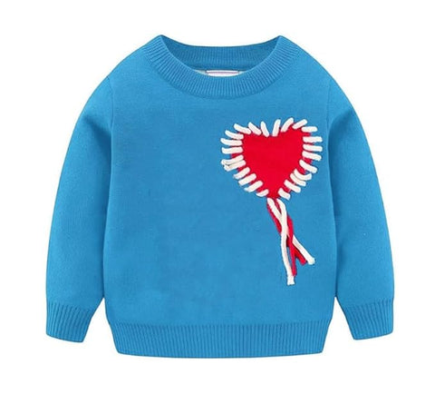 Girls Warm Pearl Heart Winter Sweater Cardigan