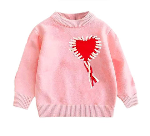 Girls Warm Pearl Heart Winter Sweater Cardigan