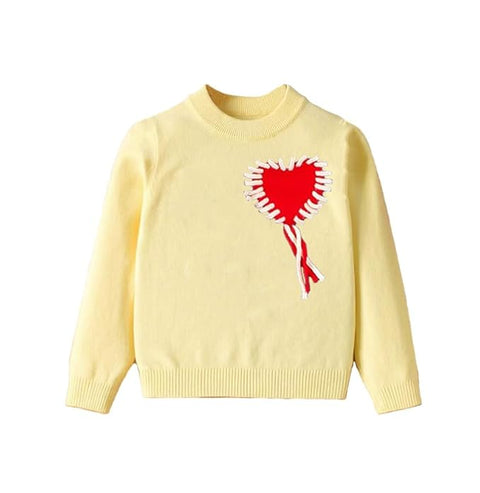 Girls Warm Pearl Heart Winter Sweater Cardigan