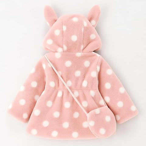 Wool Fur Warm Winter Outerwear Hooded Baby Jacket Coat with Soft Plush Teddy Bear Bag