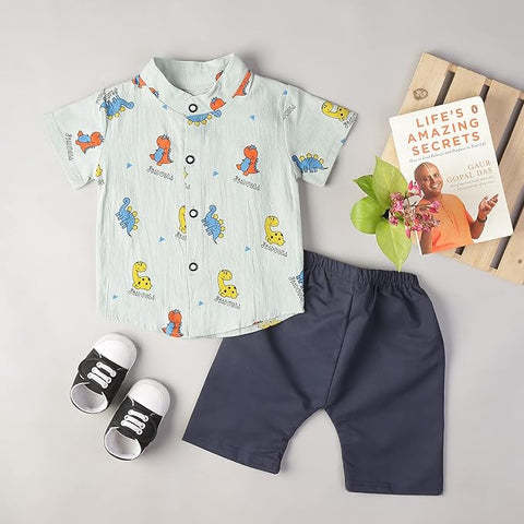 Kid's Cotton Blend Shirt and Shorts Set for Infant Toddler Baby Boys