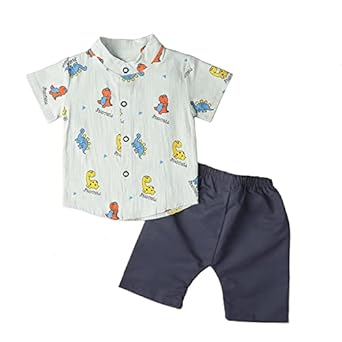 Kid's Cotton Blend Shirt and Shorts Set for Infant Toddler Baby Boys