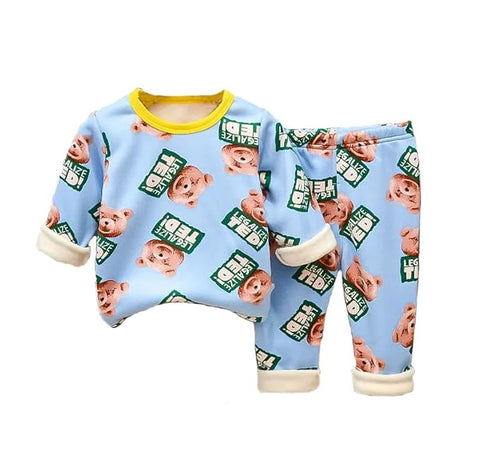 Kids Teddy Print Winter Pyjama Set