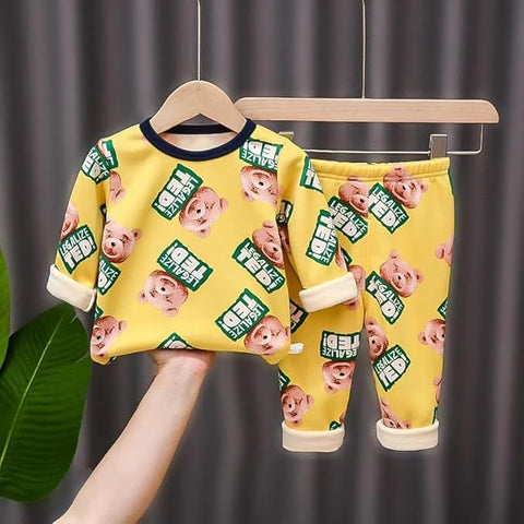 Kids Teddy Print Winter Pyjama Set