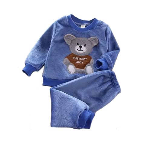 Kid's Warm Micro Fleece Winter Sweatshirt T-shirt and Pajama Coord Clothing Set